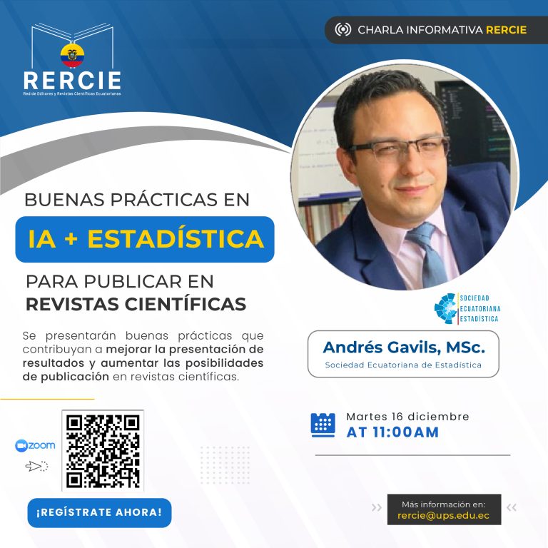 🤖📚»Buenas prácticas en IA y Estadística para publicar en revistas científicas» Charla RERCIE